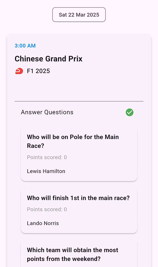 F1 prediction example